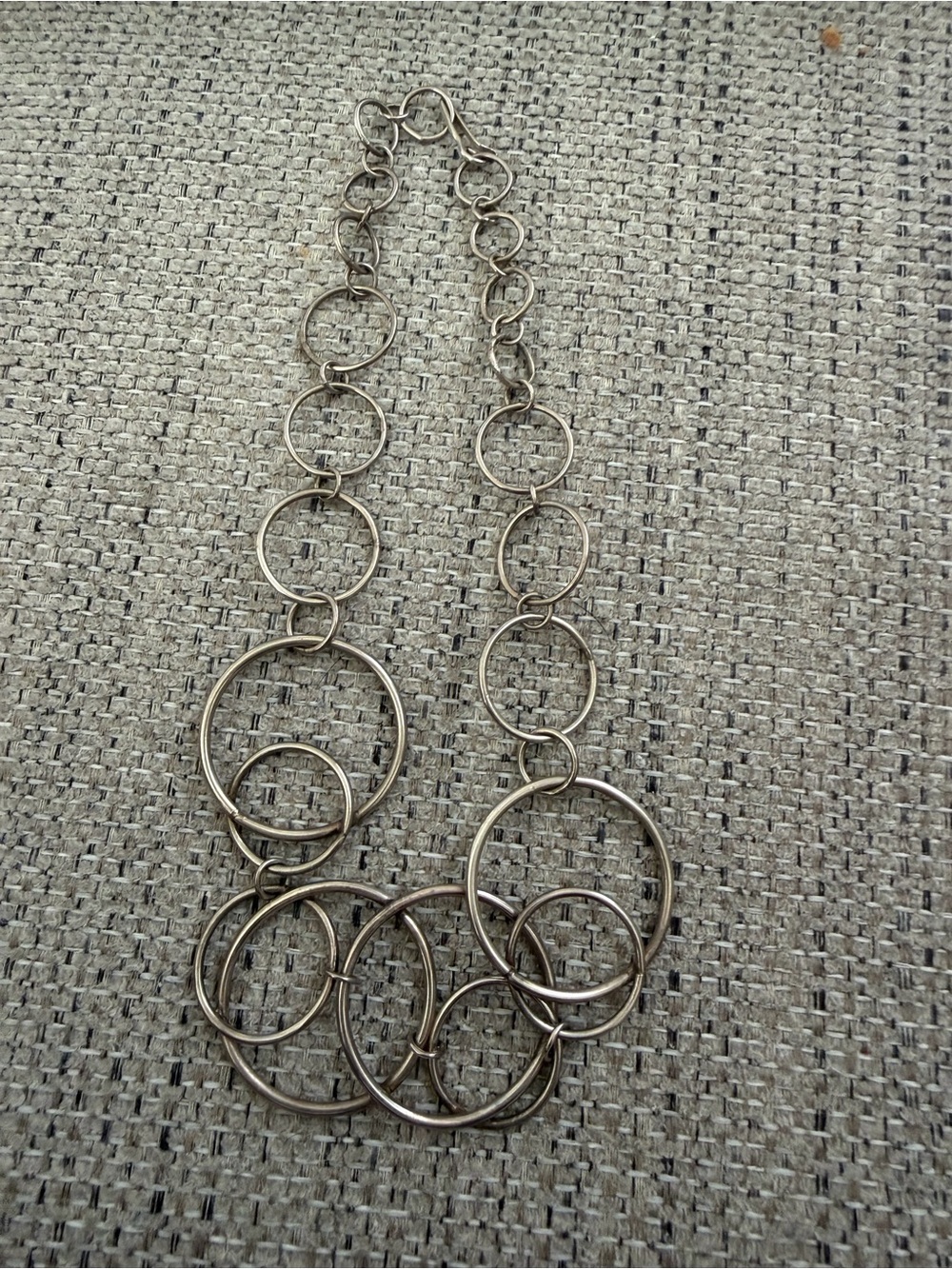 Sterling Silver Layered Circle Necklace - Women's Jewelry 35 grams